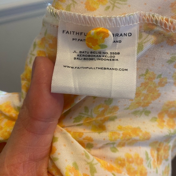 Faithful The Brand Linnie Midi Yellow Floral Dress Puff Sleeve Flowy 6 NEW - Picture 8 of 8